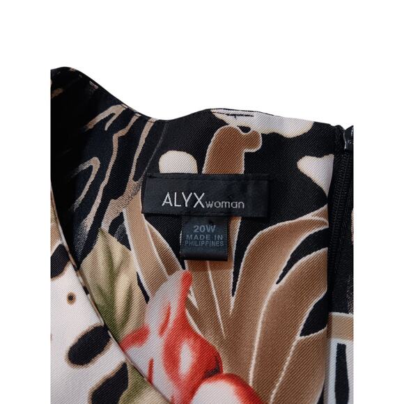 ALYX WOMAN Flattering Dress Plus 20W Floral Black Brown Red Dressy Career Office - Picture 4 of 9